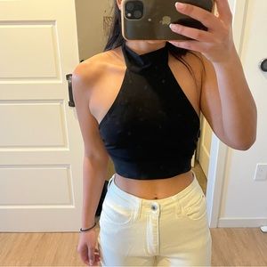Tiger Mist - Black Halter Crop - Size S - Never Worn